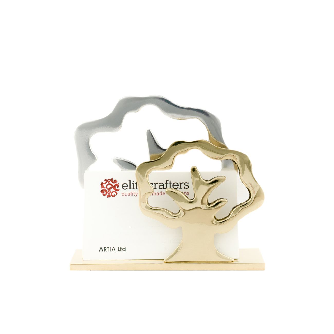 Business Card Holder Handmade Solid Metal Desk Accessory Silver